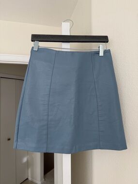 New Look Blue faux leather Mini Skirt, Size 4